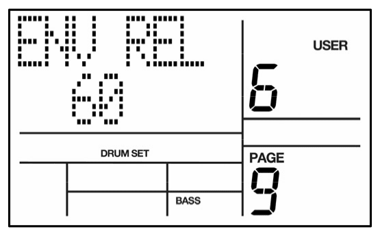 LCD on Drum Set page 9: ENV REL 60, BASS
