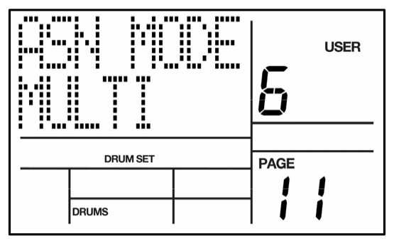 LCD on Drum Set page 11: ASN MODE MULTI for pad 6