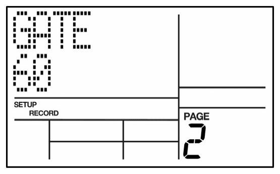 LCD on Record Setup page 2: GATE 60