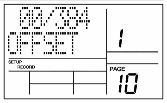 LCD on Record Setup page 10: 00/384 OFFSET for pad 1
