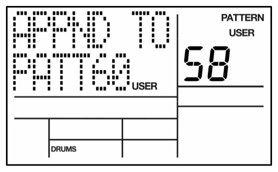 LCD: APPND TO PATT60, USER, from User Pattern 58