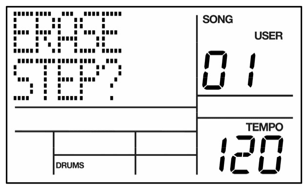 LCD: ERASE STEP?, SONG 01