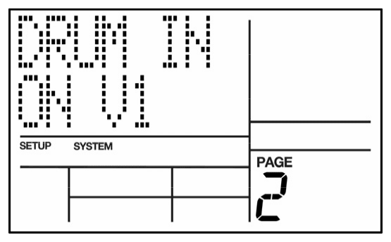 LCD on System Setup page 2: DRUM IN ON V1
