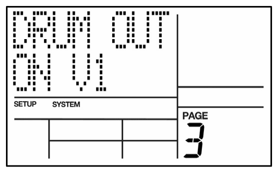 LCD on System Setup page 3: DRUM OUT ON V1