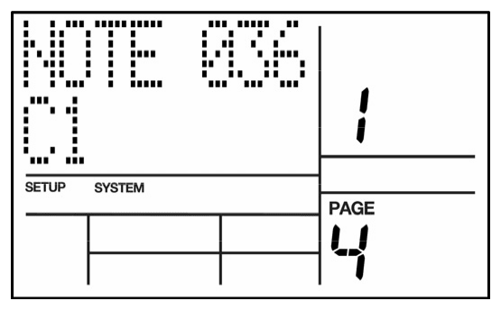 LCD on System Setup page 4: NOTE 036 C1 for pad 1
