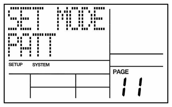 LCD on System Setup page 11: SET MODE PATT