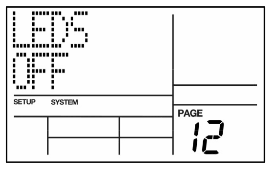 LCD on System Setup page 12: LEDS OFF