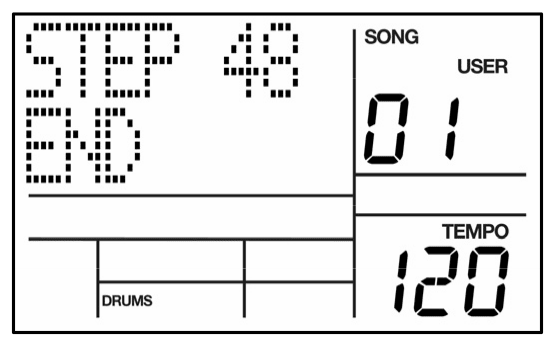 LCD: STEP 48 END, SONG 01