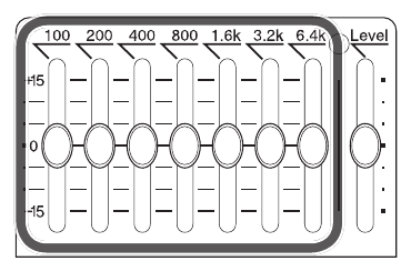 The seven frequency-band sliders circled