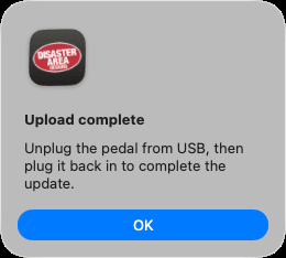 A dialog reading Upload complete with an OK button