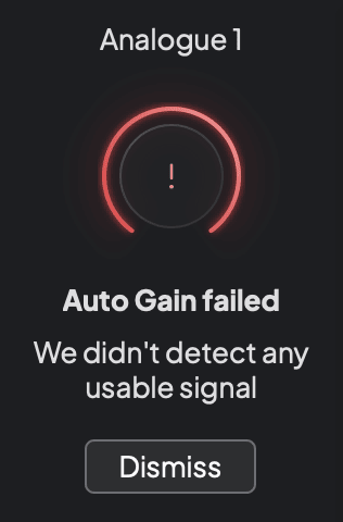 Focusrite Control 2 Auto Gain failed