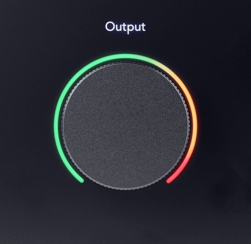 Output control dial with green-to-red level ring