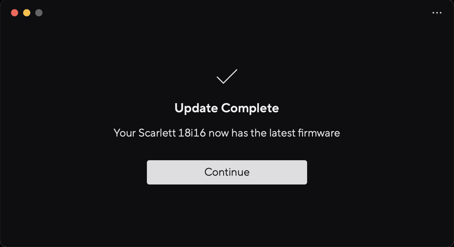 Focusrite Control 2 dialogue: update complete
