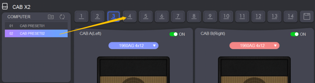 Dragging a preset from the computer area onto a device preset slot to import it