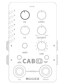 HC knob turned for high frequency cut