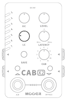 LC knob turned for low frequency cut