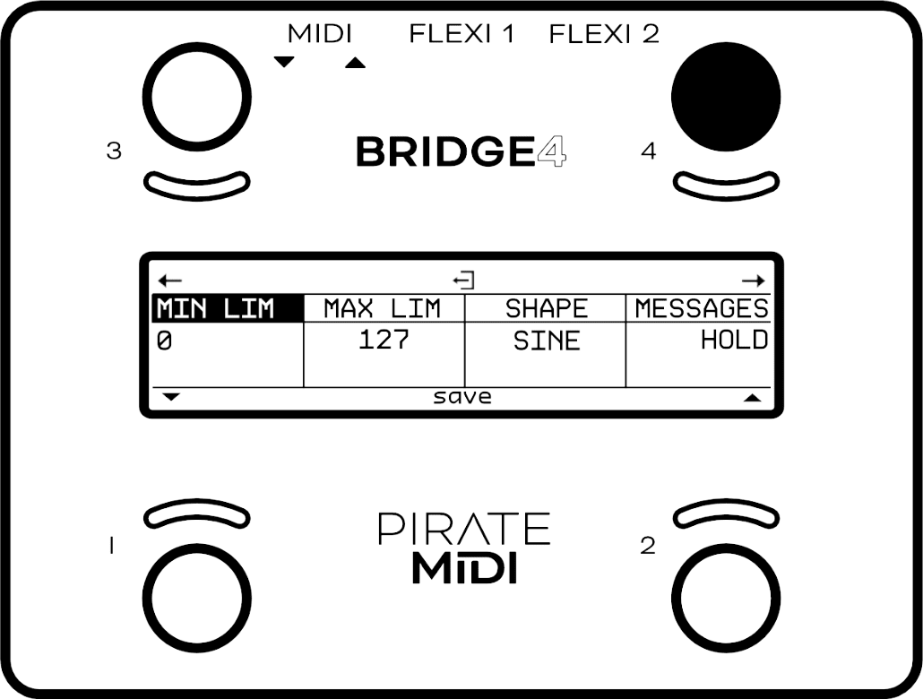 Menu screen with a second page of settings