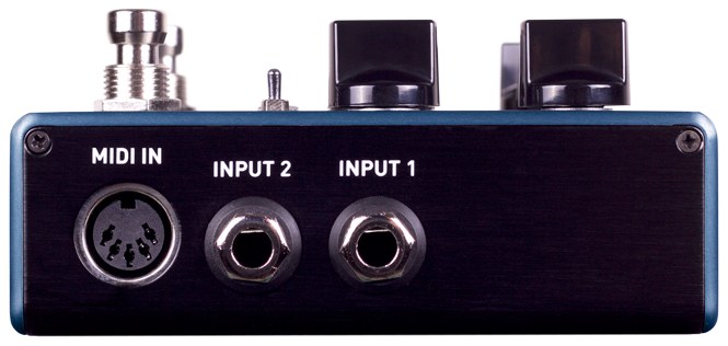Input side: MIDI IN, INPUT 2 and INPUT 1 jacks