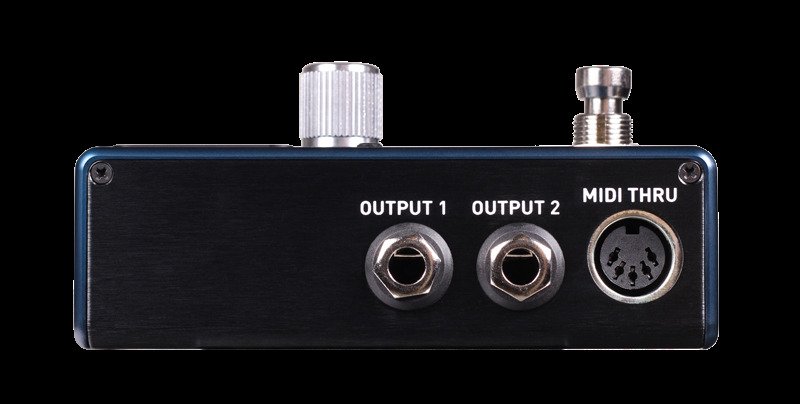 Output side: audio output and MIDI thru jacks