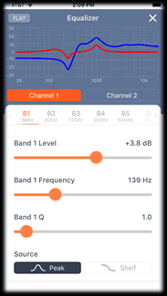 The Neuro Mobile App Equalizer screen, Band 1 detail