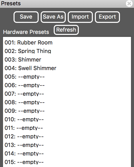 Neuro Desktop Presets panel with Hardware Presets list