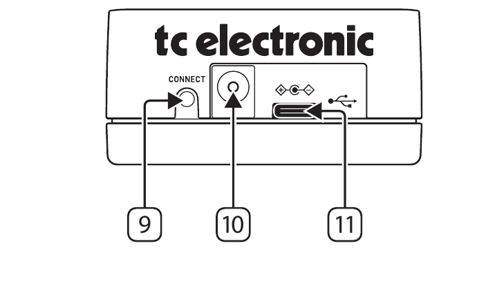 PLETHORA X1 top edge: Bluetooth connect button (9), power input (10), USB port (11)